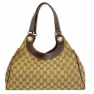 Gucci GG Canvas Handbag 154982 Brown Champagne Women's